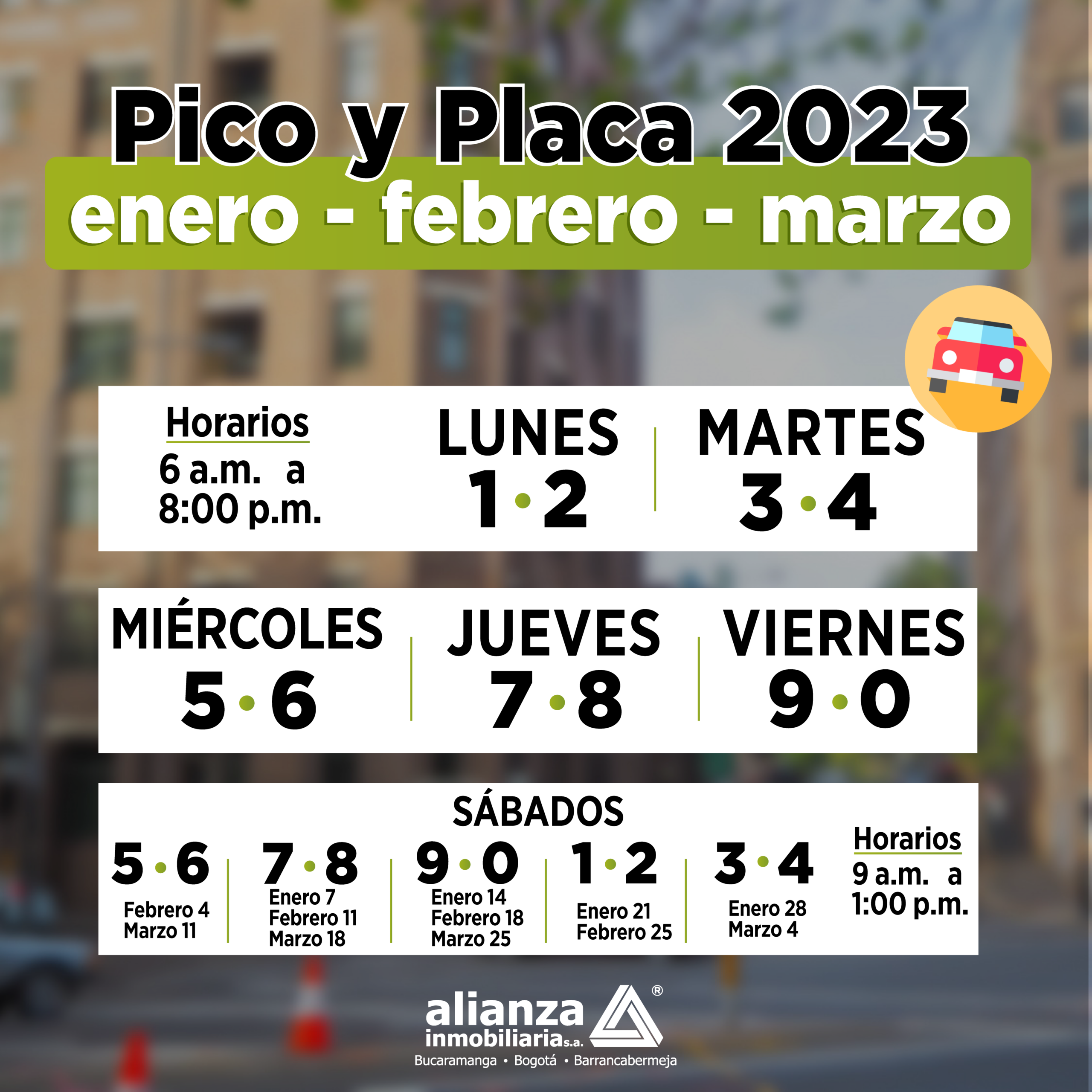 Nueva rotación del Pico y Placa a partir de enero 2023 en Bucaramanga